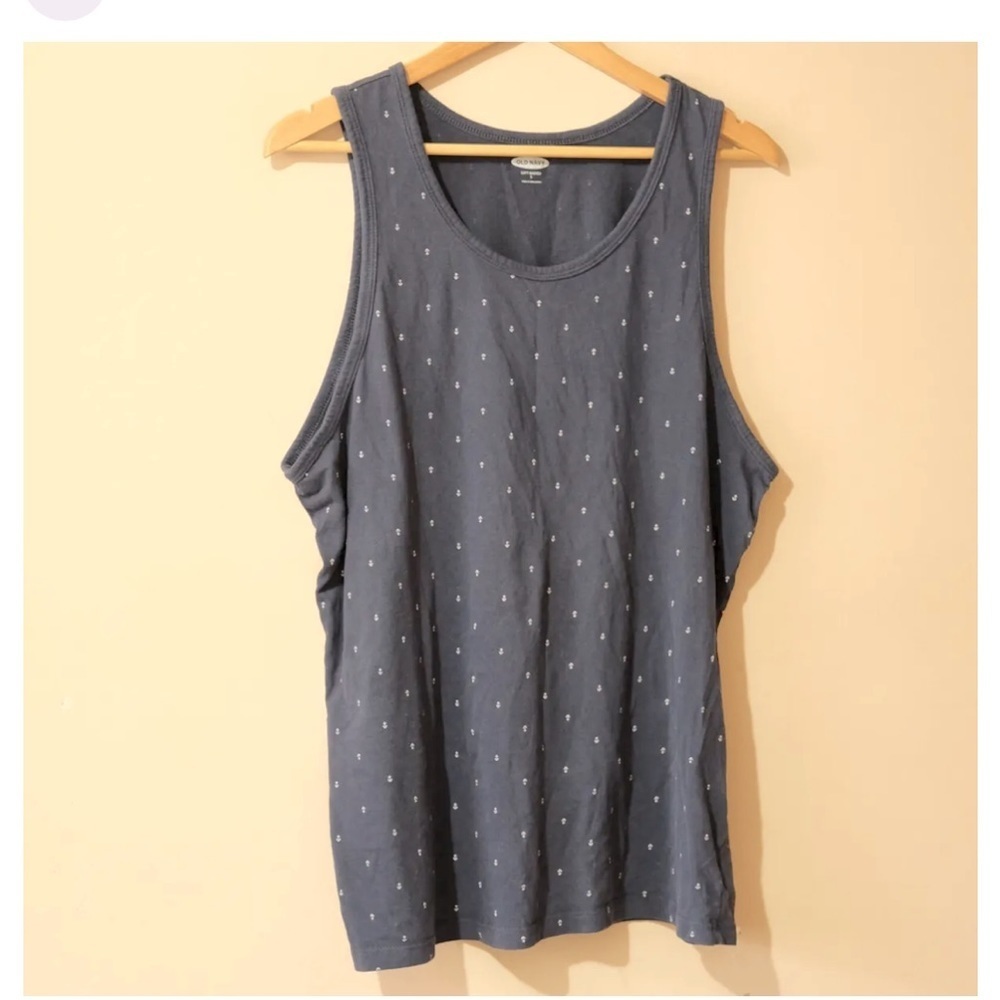 Old Navy shirt - navy soft wash tank with tiny white anchor all over print